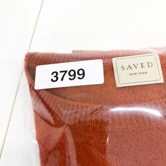 SAVED NY Womens S/M Graphic Hands 100% Cashmere Sweater Dark Orange $410